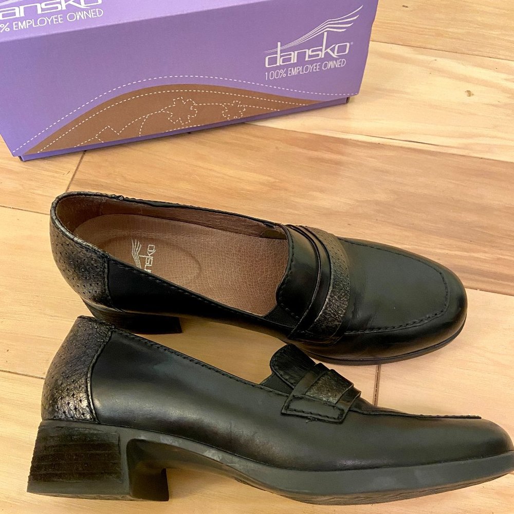 Black Leather Lila Dansko Loafers Size 38 or US 8 in box